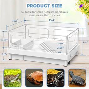 img 1 attached to 🐢 MoonOrange Turtle Tank: Enhanced Acrylic Aquarium for Turtles, Reptile Habitat with Basking Platform, Bottom Drain, Versatile Areas for Turtles, Crabs, Crayfish, Small Reptiles.