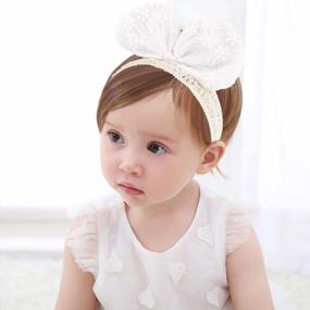 img 4 attached to Stunning Fmeida Baby Headbands With Big Handmade Bows For Newborns, Infants, And Toddlers - White Lace Hair Accessories That Stand Out
