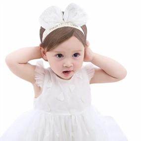 img 2 attached to Stunning Fmeida Baby Headbands With Big Handmade Bows For Newborns, Infants, And Toddlers - White Lace Hair Accessories That Stand Out