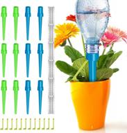 12 pack self watering spikes with fixed bracket and graduated table plant waterers for vacation plant watering - fits bottles top inner diameter 0.8-0.98in. logo