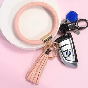 img 2 attached to Leather Tassel Bracelet Keyring: Coolcos Portable Wristlet Bangle Keychain Holder - Perfect Women'S Gift!