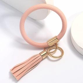 img 1 attached to Leather Tassel Bracelet Keyring: Coolcos Portable Wristlet Bangle Keychain Holder - Perfect Women'S Gift!