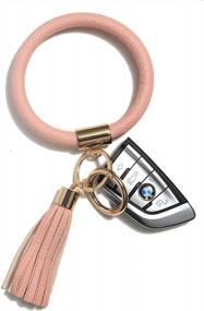 img 4 attached to Leather Tassel Bracelet Keyring: Coolcos Portable Wristlet Bangle Keychain Holder - Perfect Women'S Gift!