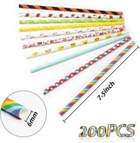 img 3 attached to 🥤 200 Pack Biodegradable Paper Straws - Variety of Cute Patterns for Juices, Shakes, Cake Pops, Iced Coffee & DIY Party Decorations