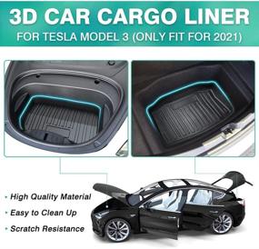 img 3 attached to Mixsuper Custom Fit All Weather Front Trunk & Rear Lower Trunk Storage Mat 2 Pack for Tesla Model 3 2021 2022 - Frunk Cargo Liner (Excluding 2017-2020 Model 3, Does Not Fit Model Y)