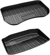 mixsuper custom fit all weather front trunk & rear lower trunk storage mat 2 pack for tesla model 3 2021 2022 - frunk cargo liner (excluding 2017-2020 model 3, does not fit model y) logo