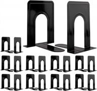 organize your work space in style with jekkis 20pcs heavy duty metal bookends for shelves - nonskid bookend supports for library, office, and home - 10 pairs of black plain large bookends logo