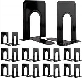 img 4 attached to Organize Your Work Space In Style With Jekkis 20Pcs Heavy Duty Metal Bookends For Shelves - Nonskid Bookend Supports For Library, Office, And Home - 10 Pairs Of Black Plain Large Bookends