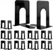 organize your work space in style with jekkis 20pcs heavy duty metal bookends for shelves - nonskid bookend supports for library, office, and home - 10 pairs of black plain large bookends logo