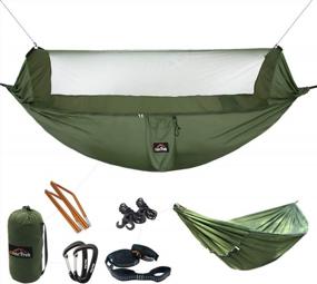 img 4 attached to AnorTrek Professional Camping Hammock: Lightweight, Portable Double With Mosquito Net & Tree Straps - Perfect For Hiking, Backpacking & More!