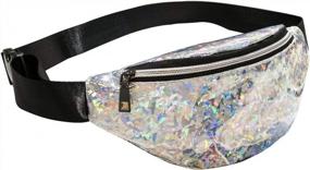 img 4 attached to Женская/мужская/детская блестящая серебряная поясная сумка с лазерной талией поясная сумка для бега Ayliss Fashion