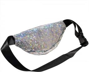 img 2 attached to Women'S/Men'S/Kids' Shiny Silver Fanny Pack Laser Waist Bag Running Bum Bag Ayliss Fashion