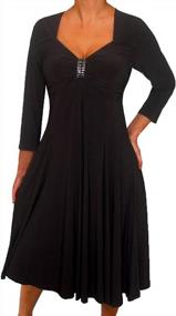 img 4 attached to Plus Size Women'S Long Sleeve Midi Dress: Empire Waist A Line Design, Made In USA