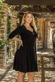 img 1 attached to Plus Size Women'S Long Sleeve Midi Dress: Empire Waist A Line Design, Made In USA