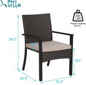 img 2 attached to PHI VILLA Уличные плетеные стулья, набор из 2, металлические кресла с ротанговой обивкой и съемной подушкой, комплект сверхпрочной мебели для патио, террасы, крыльца, двора