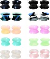 complete set of ear tunnels and plugs: wbrwp double flared hollow hard/soft silicone ear gauges with ear expander stretcher body piercing jewelry in multiple sizes logo