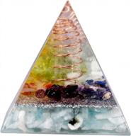 sunyik chip stone orgone pyramid, целебная кристаллическая точка медный генератор энергии защита метафизическая чакра рейки 1,96 ", аквамарин логотип