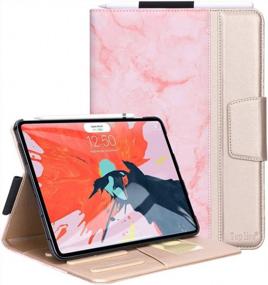 img 4 attached to Protect Your IPad Pro In Style: Toplive Leather Stand Folio Case With Apple Pencil Charging Support And Auto Sleep/Wake Function In Marbling Pink For 3Rd Generation 12.9 IPad Pro.