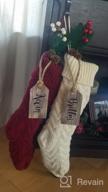 img 1 attached to LIBWYS Knit Christmas Stockings With Name Tags, 4 Pack 18" Large Cable Xmas Stockings Classic Burgundy Red Ivory White Chunky Hand Stockings review by Curtis Richardson