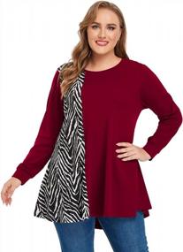 img 2 attached to JollieLovin Women'S Plus-Size Animal Print Patchwork Sweatshirt: Long-Sleeve Pullover Tunic For Lightweight Fall Fashion