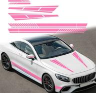 ramuel 6 pcs car racing body personalized side skirt hood decoration vinyl stripe rearview mirror sticker accessories are suitable for all vehicle suv truck off-road women (glossy pink) logo