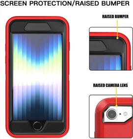 img 1 attached to Чехол AICase для iPhone SE 2020/2022, защитный противоударный чехол для всего тела со встроенной защитой экрана для 2-го и 3-го поколения (красный)