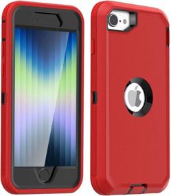 img 4 attached to Чехол AICase для iPhone SE 2020/2022, защитный противоударный чехол для всего тела со встроенной защитой экрана для 2-го и 3-го поколения (красный)