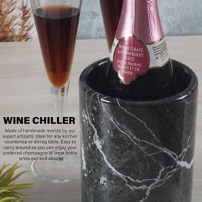 img 2 attached to Wine Chiller Tabletop Handmade Marble Wine Chillers - 5X5X6.5 Inch" Tall Portable Home & Kitchen Decoration - Black Champagne Cooler Best For Utensil, Flower Vase & Stationery Holders (BZ-03)