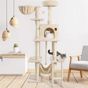 img 3 attached to Dooradar Cat Tree: 61” Multi-Level Cat Tower for Indoor Cats - Interactive Cat Condo Furniture with Scratching Posts, Ladder, Toys, and Perch - Ideal Kitten Kitty Activity Center for Play and Rest