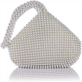 img 4 attached to Women Silver Beaded Clutch Purse Evening Bag For 6.0Inch Android IOS Phones - Cocktail Wedding Party