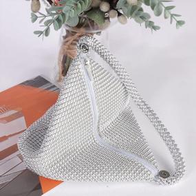 img 1 attached to Women Silver Beaded Clutch Purse Evening Bag For 6.0Inch Android IOS Phones - Cocktail Wedding Party