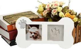 img 3 attached to Mogoko Dog Cat Paw Print Kit Memorial Picture Frame, Inkless Pet Impression Keepsake Ornament Clay