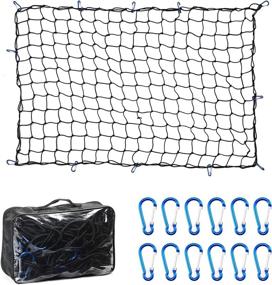 img 4 attached to 🚚 Amiss Heavy Duty 4x6 Ft Truck Cargo Net for Pickup Trucks and SUVs | Roof Rack Cargo Net with 12 Black Clips and Storage Bag | Ideal for Small Trailers | Enhanced Truck Bed Cargo Bungee Net | Car Exterior Accessories