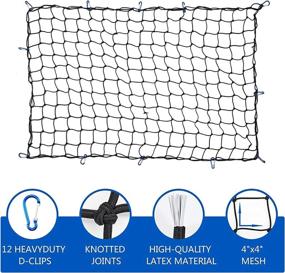 img 2 attached to 🚚 Amiss Heavy Duty 4x6 Ft Truck Cargo Net for Pickup Trucks and SUVs | Roof Rack Cargo Net with 12 Black Clips and Storage Bag | Ideal for Small Trailers | Enhanced Truck Bed Cargo Bungee Net | Car Exterior Accessories