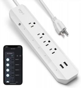 img 4 attached to Smart Surge Protector Cord Extender With Alexa & Google Assistant - Geeni Surge 4-Outlet, 2 USB, 3 Feet.