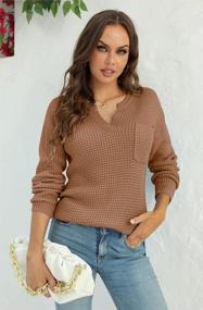 img 2 attached to Cozy Up In Style With Our Oversized Women'S Waffle Knit Sweater With Pockets And Side Slit!