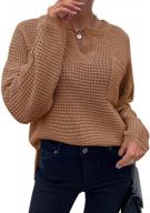 cozy up in style with our oversized women's waffle knit sweater with pockets and side slit! logo