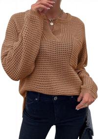 img 4 attached to Cozy Up In Style With Our Oversized Women'S Waffle Knit Sweater With Pockets And Side Slit!