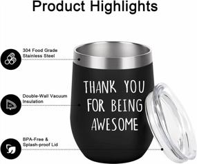 img 3 attached to Stainless Steel Insulated Wine Tumbler With Straw, 12 Oz - Thank You Gift For Women Friends Coworkers Sisters Mom Birthday Christmas Friendship