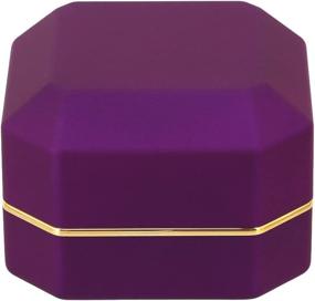 img 2 attached to Engagement Ring Box With LED Light - Naimo Jewelry Gift Box In Square Purple Design