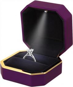 img 4 attached to Engagement Ring Box With LED Light - Naimo Jewelry Gift Box In Square Purple Design