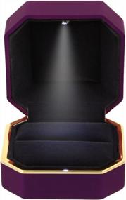 img 3 attached to Engagement Ring Box With LED Light - Naimo Jewelry Gift Box In Square Purple Design