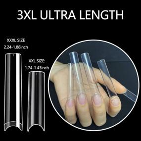 img 2 attached to Gootrades 360PCS 3XL No C Curve Square Nail Tips, XXXL Long 5.5Cm Clear Straight Square Nail Tips, Half Cover ABS Acrylic False Fake Nail Tips For Salons & Home DIY, 12 Sizes
