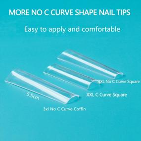img 1 attached to Gootrades 360PCS 3XL No C Curve Square Nail Tips, XXXL Long 5.5Cm Clear Straight Square Nail Tips, Half Cover ABS Acrylic False Fake Nail Tips For Salons & Home DIY, 12 Sizes