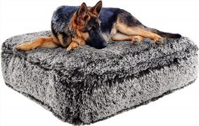 img 3 attached to Extra Plush Faux Fur Rectangle Dog Bed With Waterproof Lining And Removable Washable Cover - Fluffy Bed For Large Dogs - Bessie And Barnie - Multiple Sizes And Colors Available