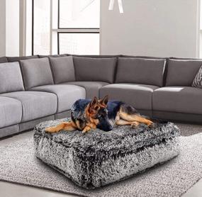 img 4 attached to Extra Plush Faux Fur Rectangle Dog Bed With Waterproof Lining And Removable Washable Cover - Fluffy Bed For Large Dogs - Bessie And Barnie - Multiple Sizes And Colors Available