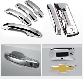 img 2 attached to 🚗 Enhance Your Chevrolet Silverado GMC Sierra 1500 2500 3500: Chrome Door Handles, Top Half Mirror Covers, & Tailgate Cover (with Camera Hole)