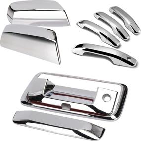 img 4 attached to 🚗 Enhance Your Chevrolet Silverado GMC Sierra 1500 2500 3500: Chrome Door Handles, Top Half Mirror Covers, & Tailgate Cover (with Camera Hole)