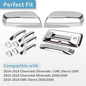 img 3 attached to 🚗 Enhance Your Chevrolet Silverado GMC Sierra 1500 2500 3500: Chrome Door Handles, Top Half Mirror Covers, & Tailgate Cover (with Camera Hole)