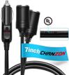 efficient car power supply with chanzon 2-socket splitter ul 18awg wire and 15a fuse - perfect for 12/24 volt dc devices! logo